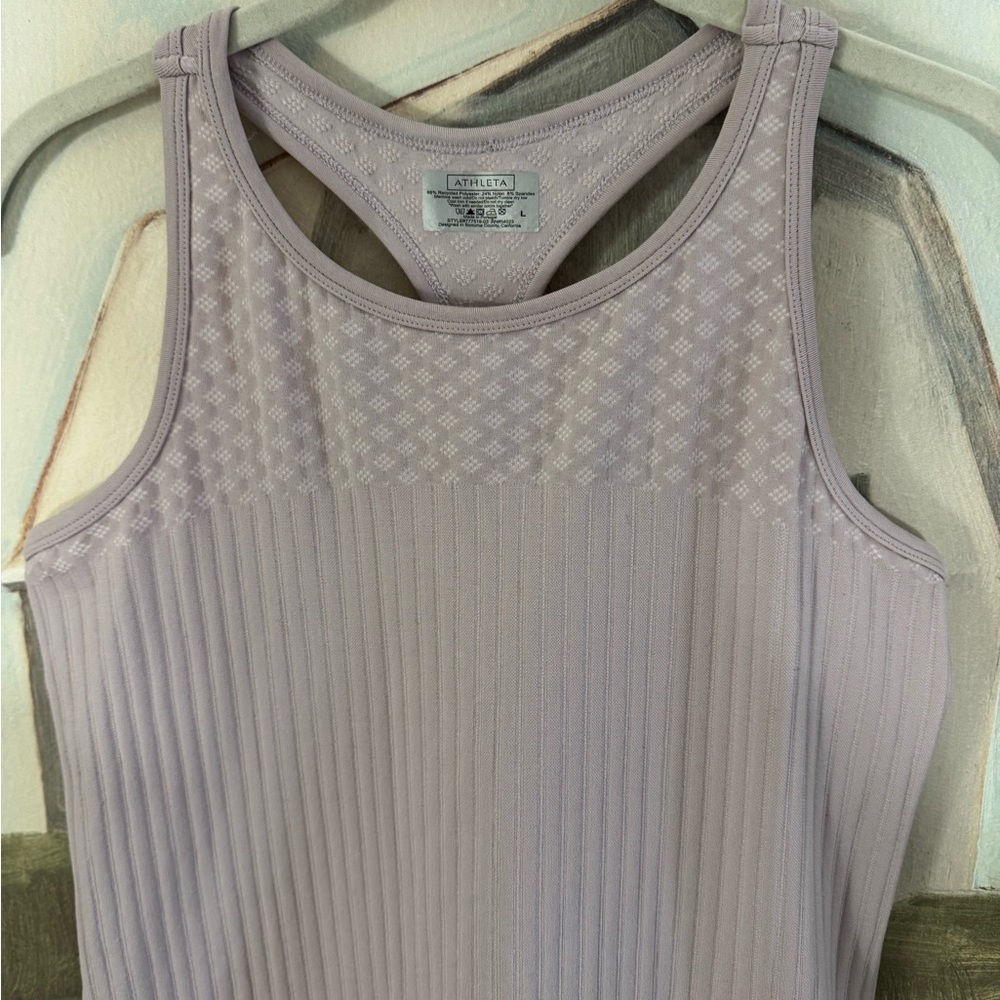 ATHLETA Renew Racerback Steetch Bodycon Tank Light Purple Sleeveless Size Large - Picture 3 of 10